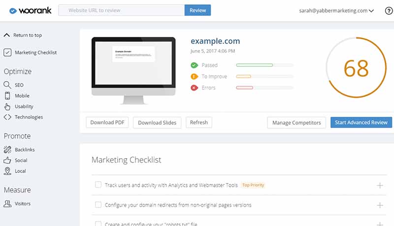 Woorank SEO copywriting tool